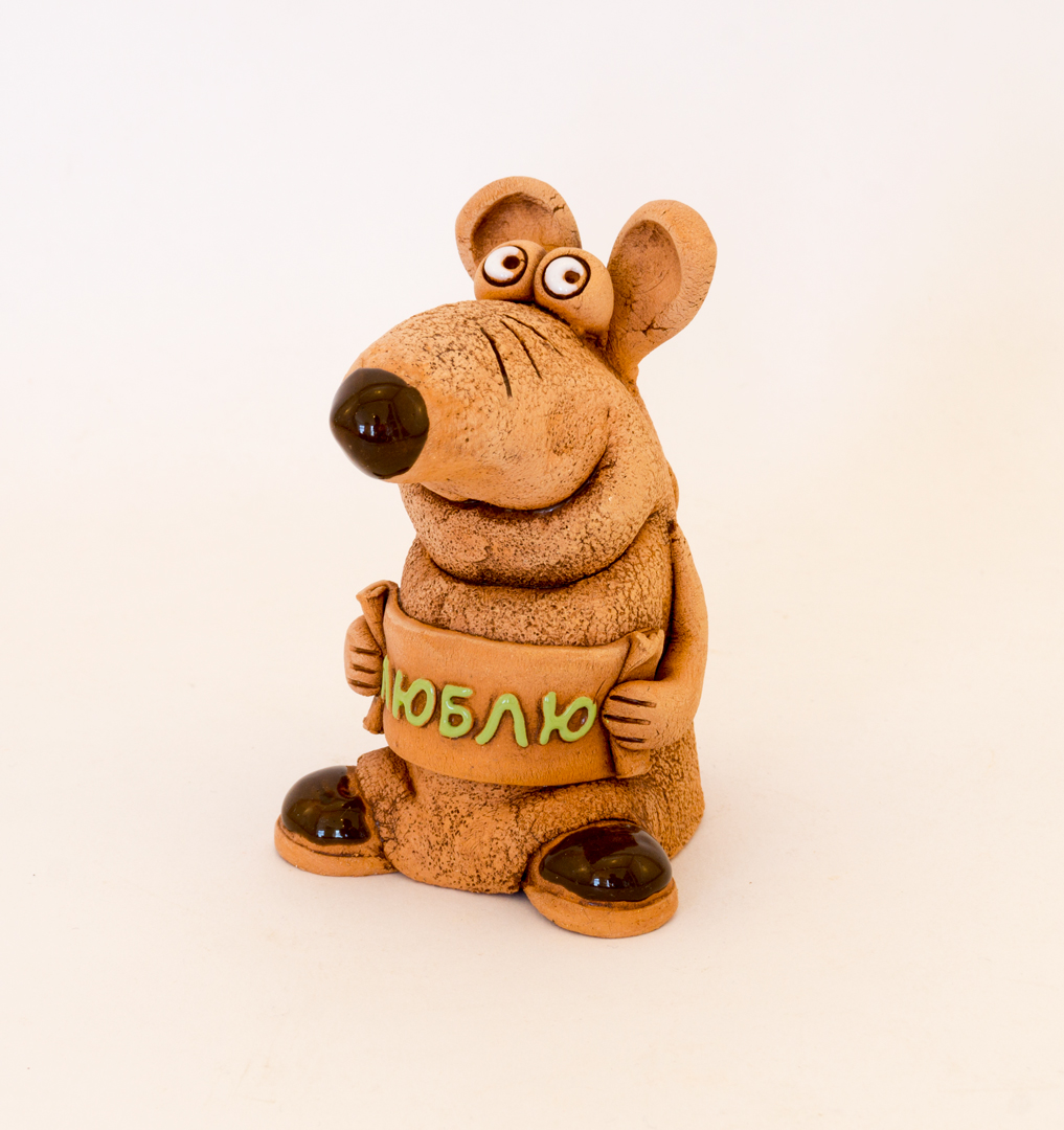 Мышка глиняная игрушка