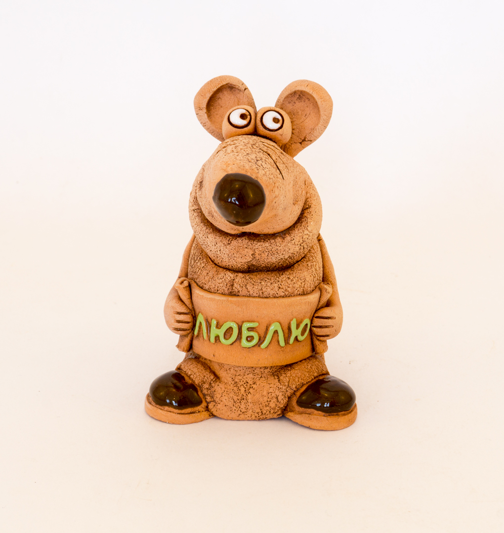 Мышка глиняная игрушка