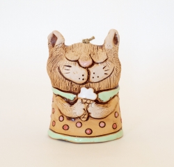 Кошка с мороженым колокольчик керамический