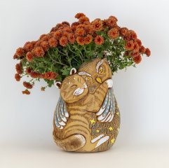Кот с совой кашпо