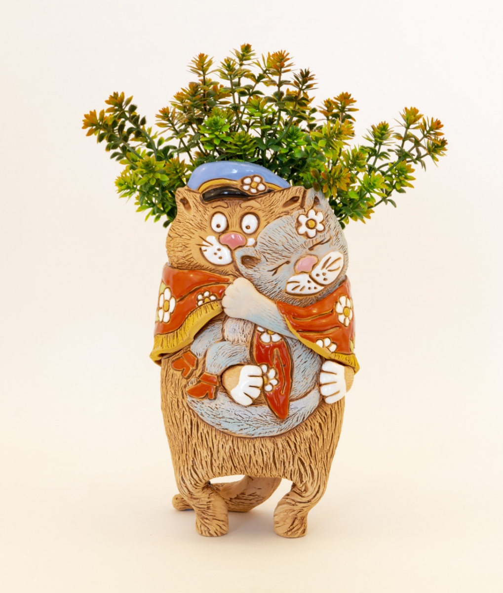 Коты любовь кашпо красивое