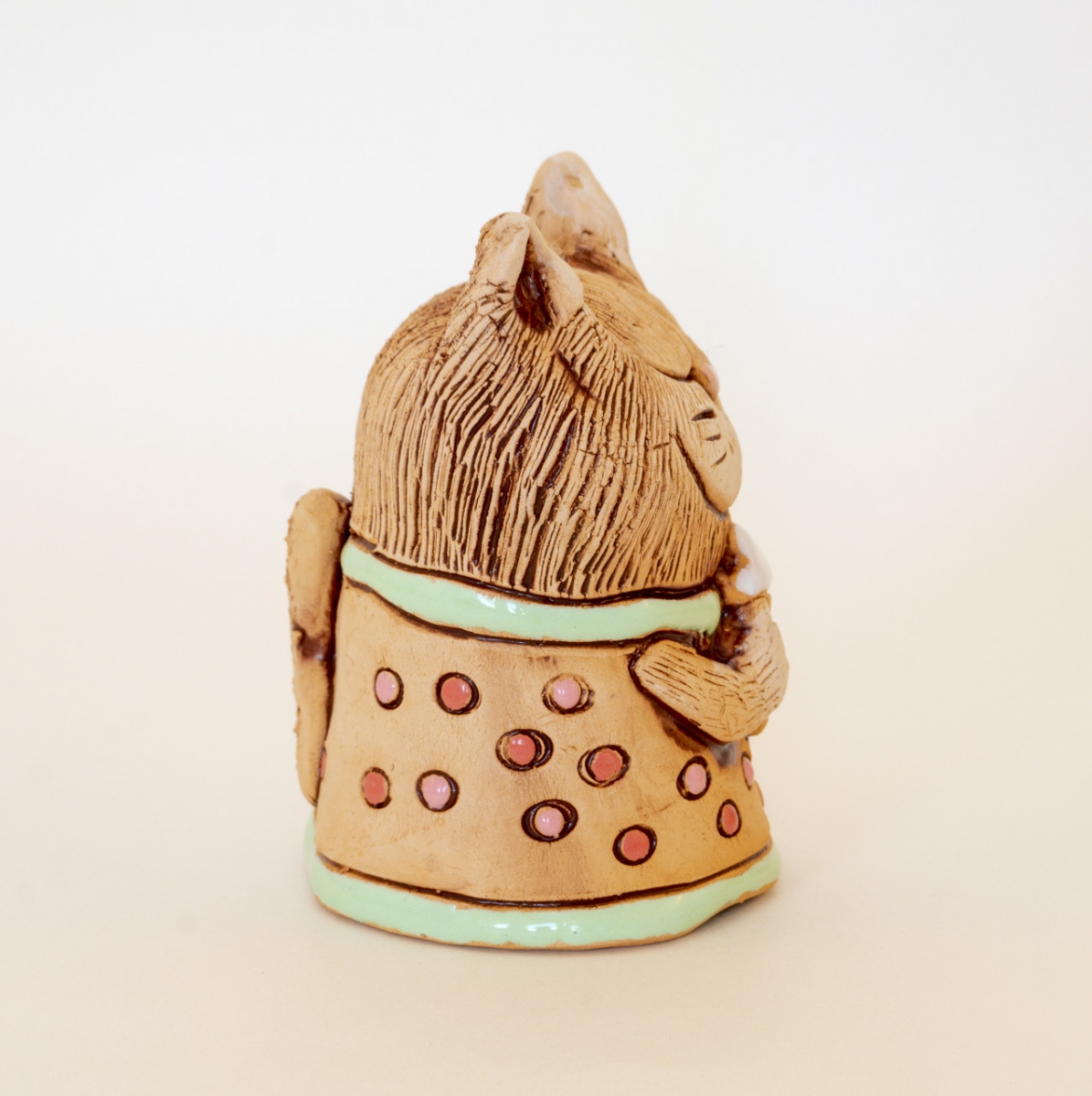 Кошка с мороженым колокольчик керамический
