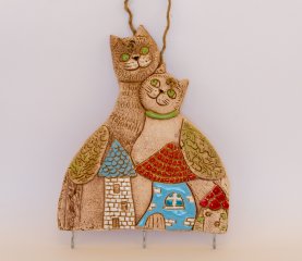 Коты парочка ключница настенная