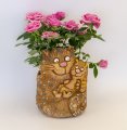 Кошка с котёнком кашпо керамика