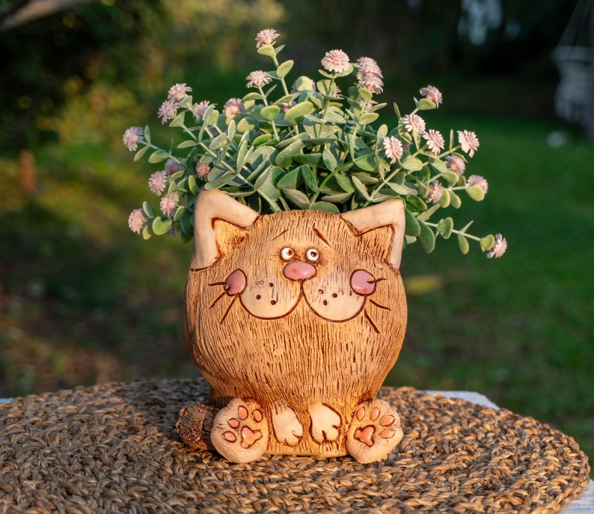 Мультяшный милый котик кашпо, фигурка