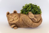 Кот с птичкой кашпо керамическое