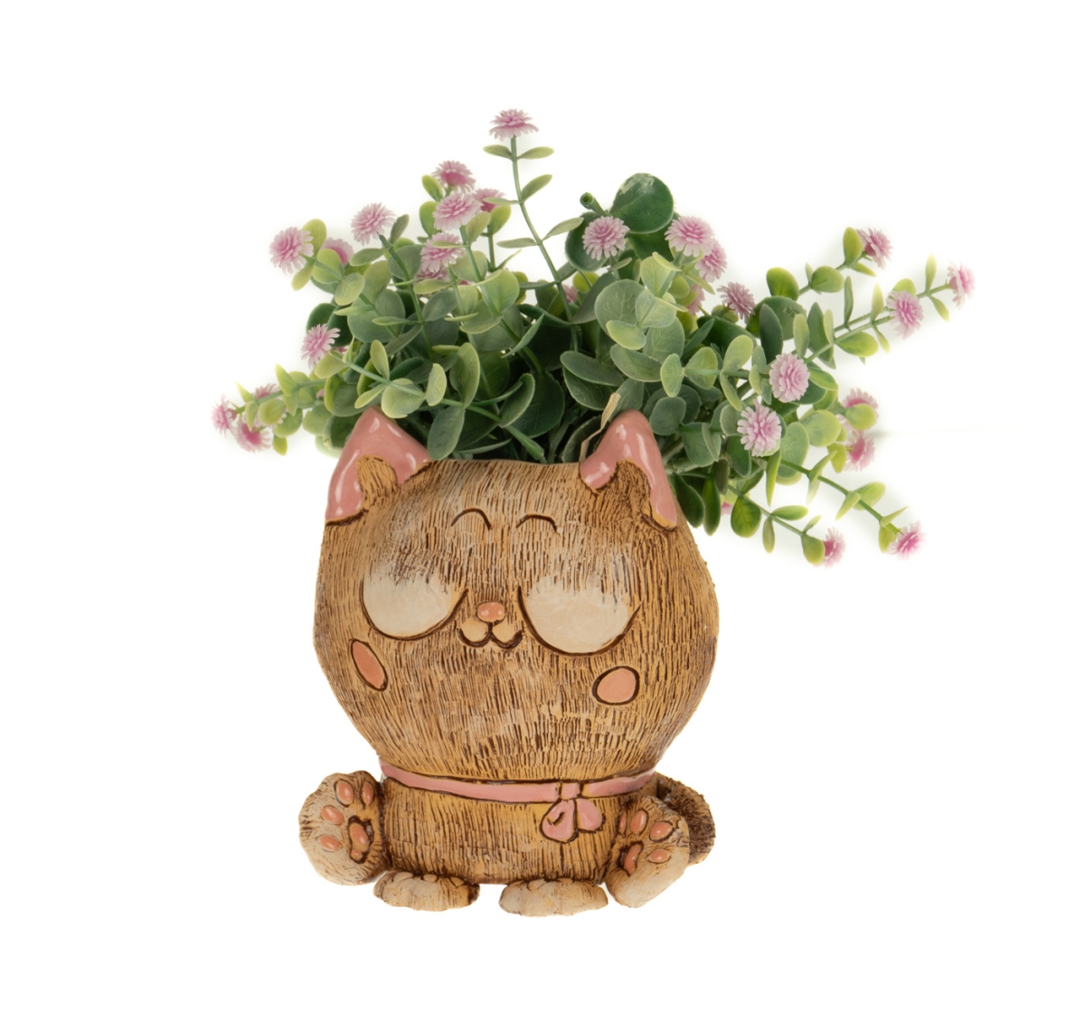 Аниме кошка с розовыми ушками кашпо, фигурка