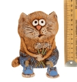 Котик с букетом цветов мини кашпо керамика
