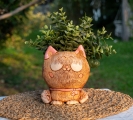 Аниме кошка с розовыми ушками кашпо, фигурка