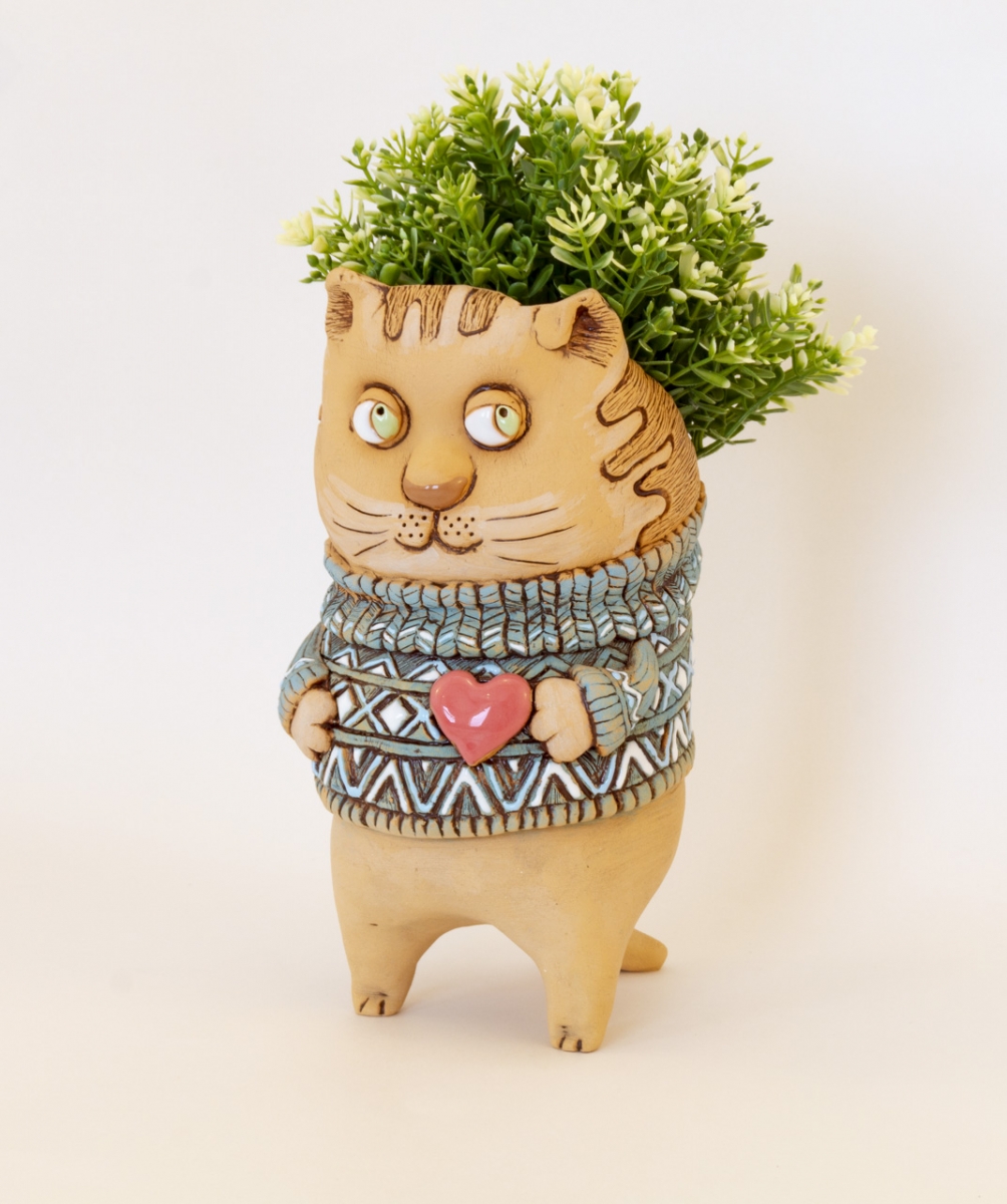 Кот в свитере и сердцем