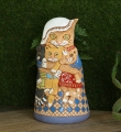 Кошка с котятами кашпо высокое